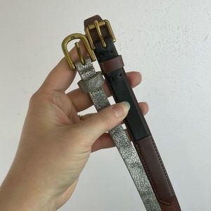 2 belts brown/black and silver
